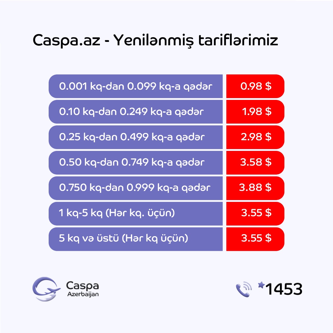 Tariflərimiz 😍